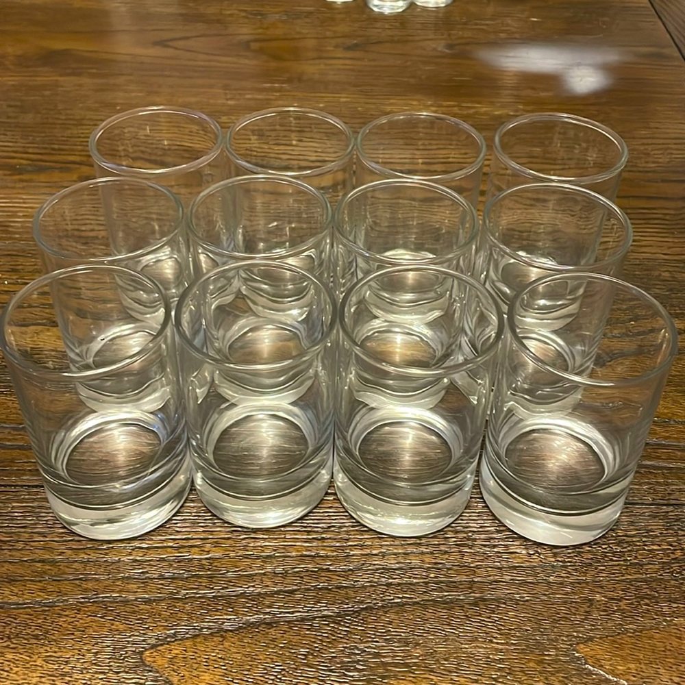 12 3.5” tall shot glasses new never used 100 mores in stock